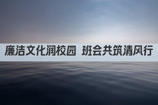 廉洁文化润校园 班会共筑清风行